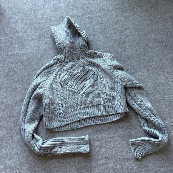 For Love & Lemons Vera Cropped Cut Out Grey Sweater - Picture 8 of 8